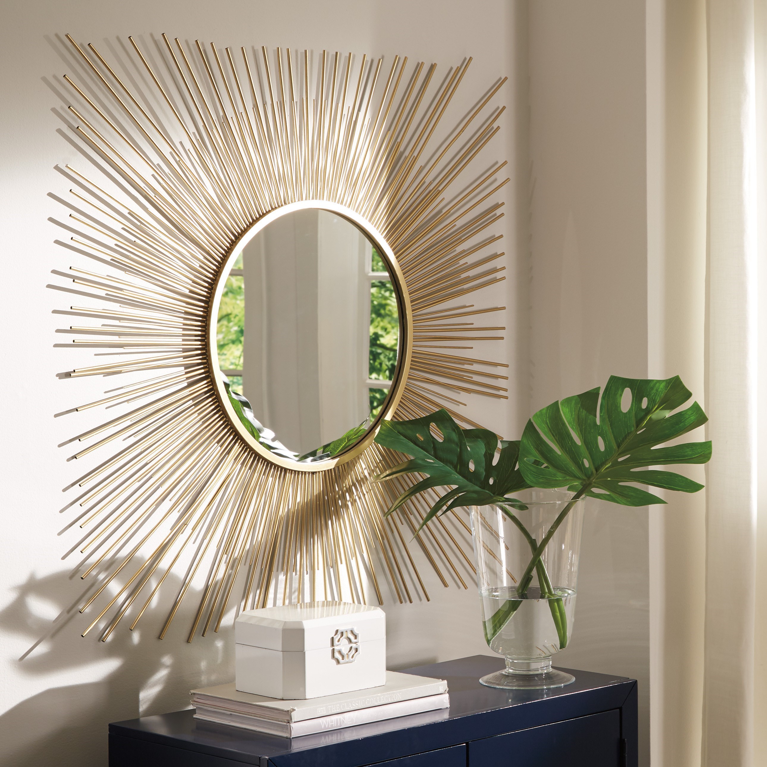 Ashley furniture a8010123 lucia 2025 antique silver finish accent mirror